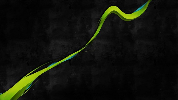 Abstract green and blue wave on black background