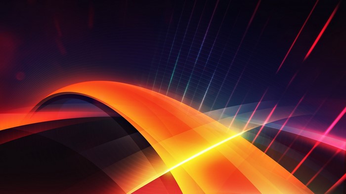 Abstract orange and red light streaks on dark background