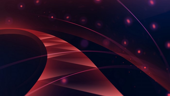 Abstract red and dark blue flowing lines with bokeh lights