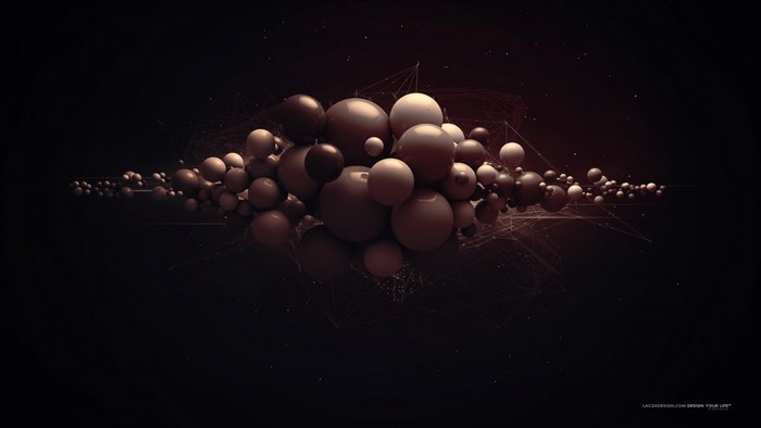 Abstract spheres and network structure on dark background