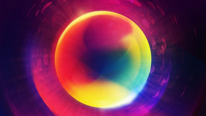 Colorful sphere with light effects in outer space