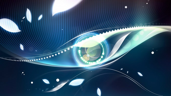 Abstract blue and green digital art with light effects