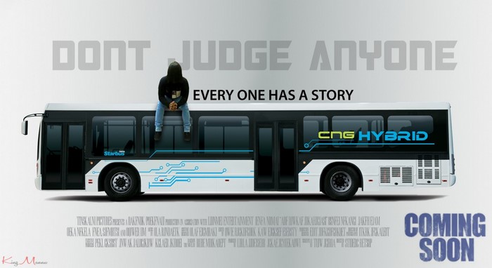 Starbus CNG HYBRID bus with "Don't Judge Anyone" text