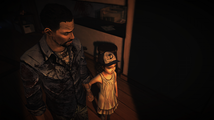 Lee Everett and Clementine from The Walking Dead