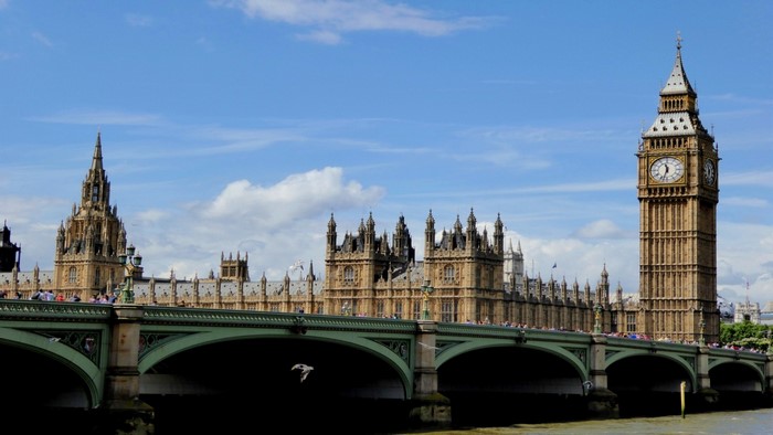 Big Ben and Westminster Palace over River Thames, London