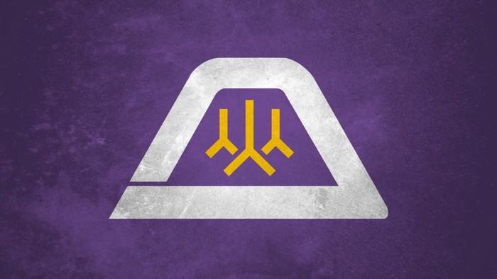 Illustration of a logo with a purple background