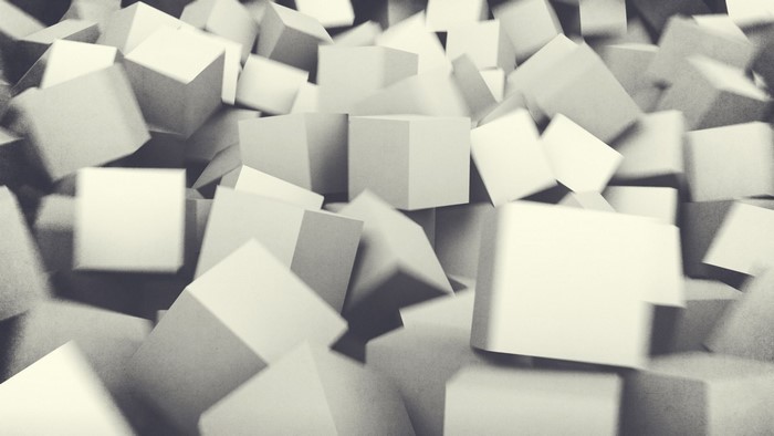 Monochrome pattern of scattered white cubes