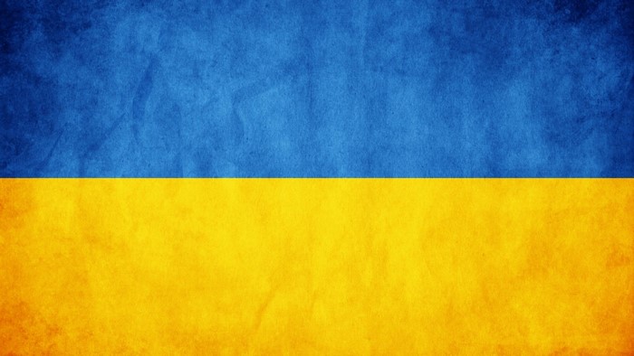 The flag of Ukraine with a textured background