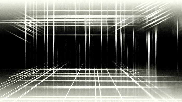 Abstract geometric structure with light lines