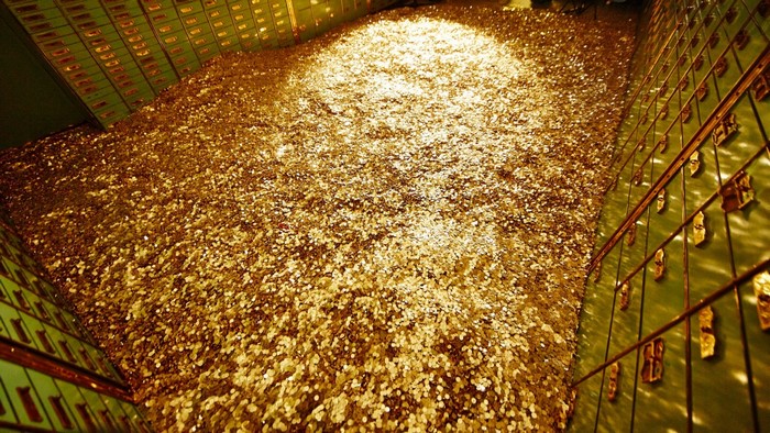 A vault filled with gold coins
