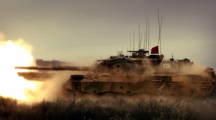 Leopard 1 Tank Firing in Dusty Environment