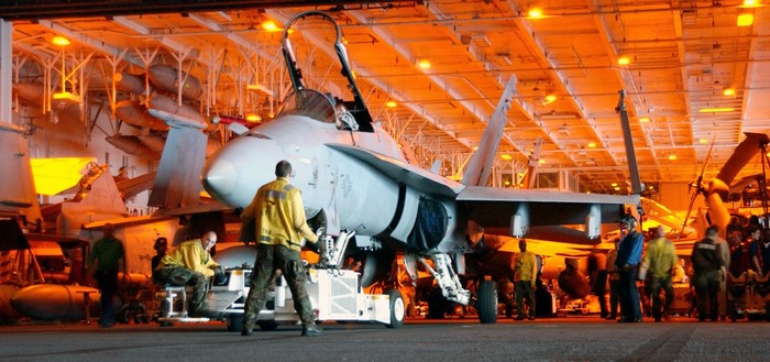 F/A-18 Hornet on Aircraft Carrier