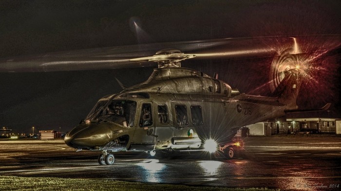 Irish Air Corps AugustaWestland AW139 helicopter at night