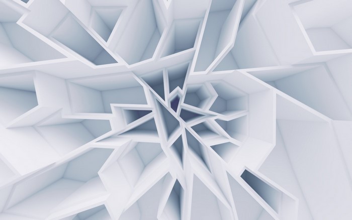 Abstract white geometric maze pattern