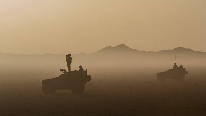 French Army soldiers in Panhard VBL vehicles in Mali