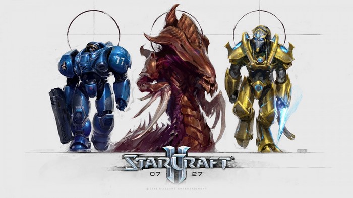 Starcraft II Terran Marine, Zerg, and Protoss