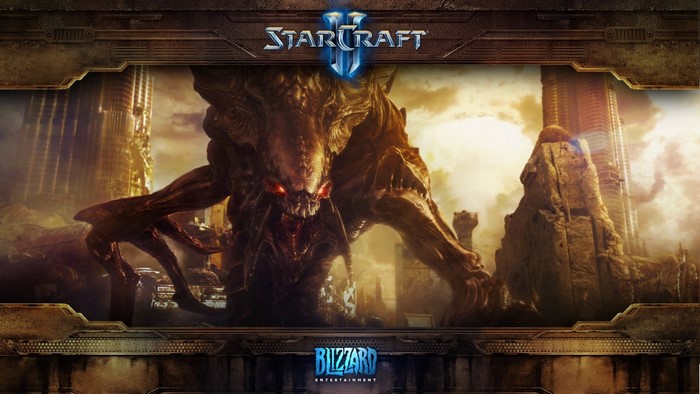 StarCraft II Zerg creature in ruined city