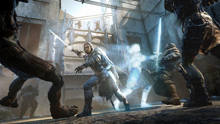 Talion fighting Orcs in Middle-earth: Shadow of Mordor
