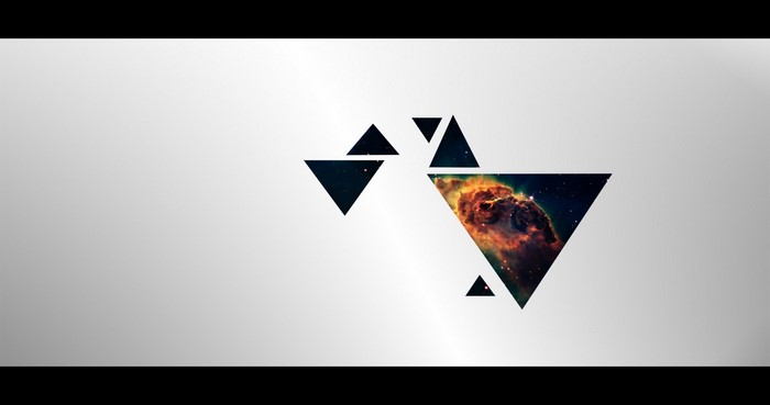 Abstract geometric shapes with nebula imagery