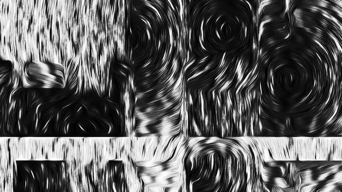 Abstract monochrome oil painting with swirling lines