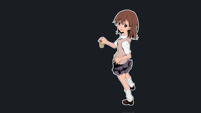 Misaka Mikoto from To Aru Majutsu no Index holding a drink