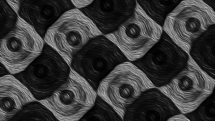 Abstract monochrome oil painting with swirling lines