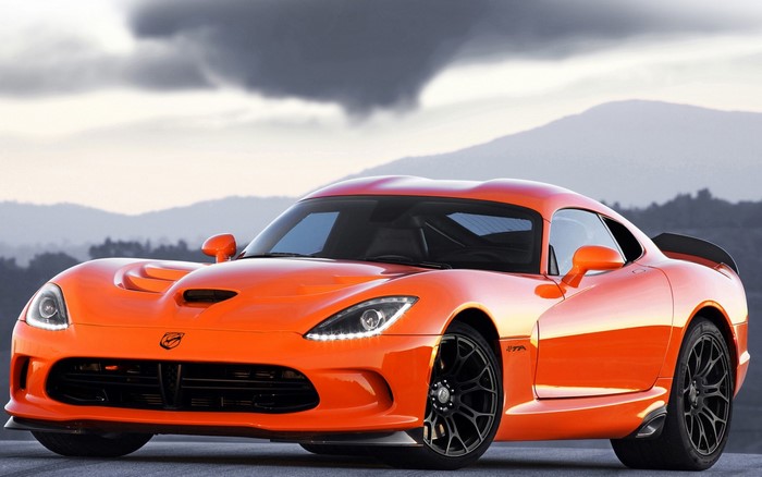 Orange Dodge Viper SRT sports car