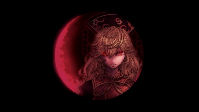 Junko from Touhou with red eyes and tears