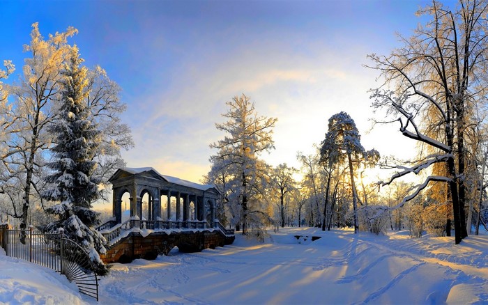 Marble Arch in a Snowy Winter Landscape