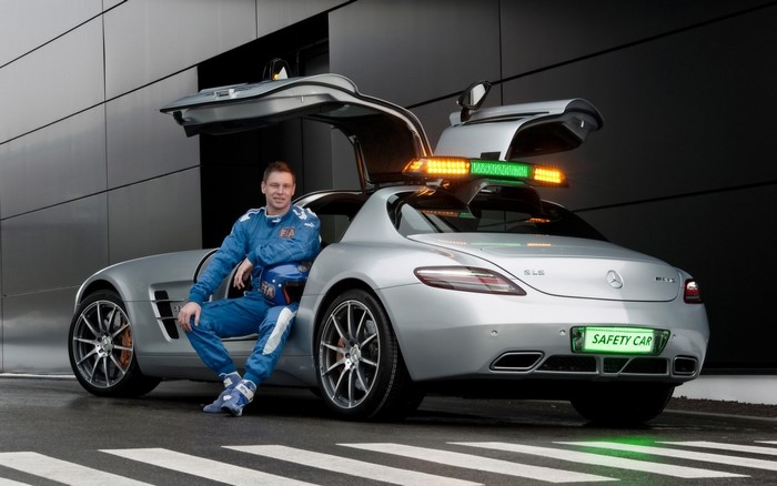 Bernd Mayl nder with Mercedes-Benz SLS AMG Safety Car