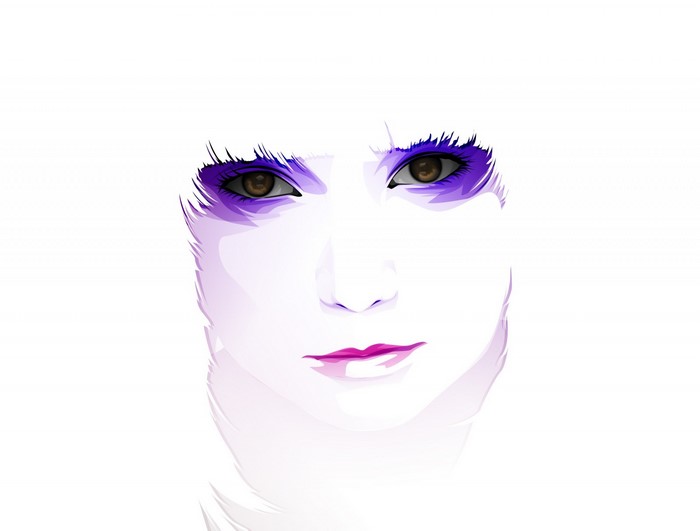 Illustration of a woman's face with purple eyeshadow