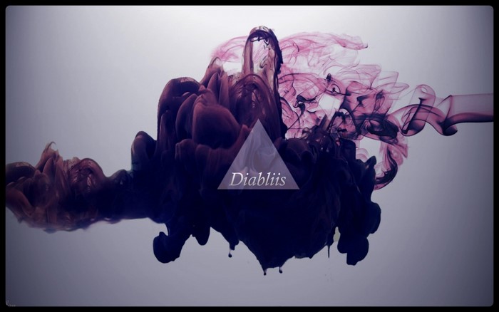 Abstract ink diffusion with triangle and text