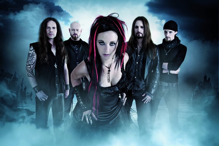 Xandria band members posing in dark attire