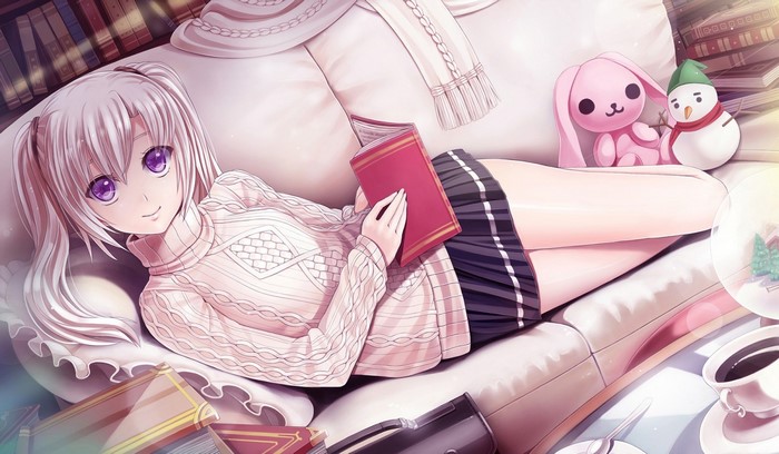 Shiratori Mizuha from G Senjou no Maou reading a book