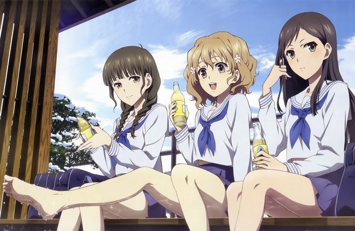 Minko Tsurugi, Ohana Matsumae, and Nako Oshimizu from Hanasaku Iroha