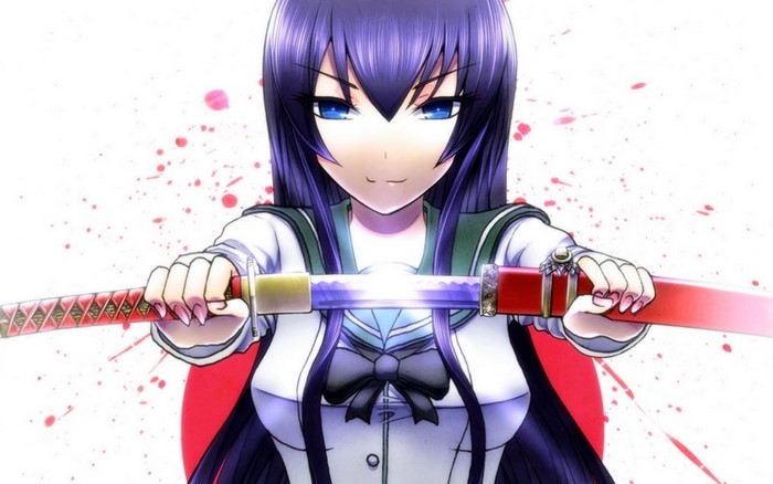Saeko Busujima from Highschool of the Dead holding a katana