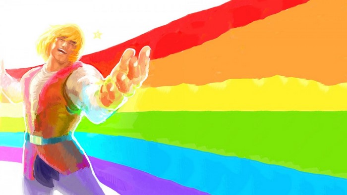 He-Man from Masters of the Universe with Rainbow Flag