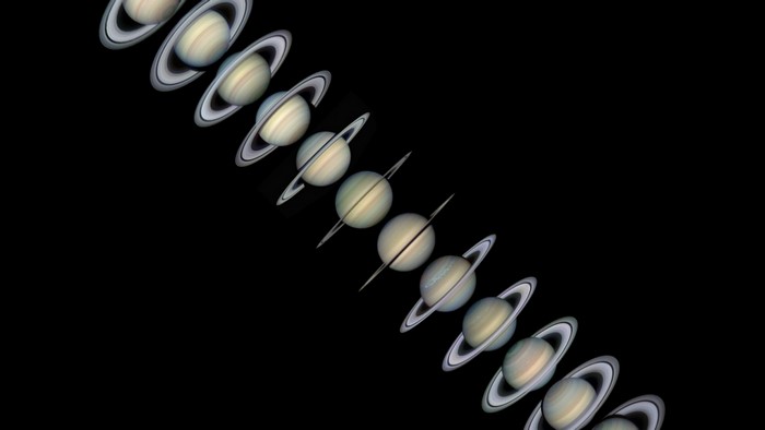 Saturn and its rings in multiple views