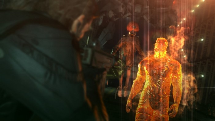 Venom Snake from Metal Gear Solid V The Phantom Pain confronts Volgin