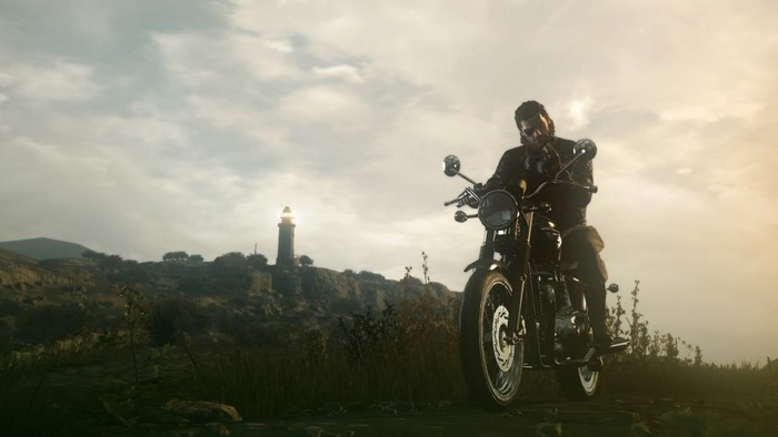 Big Boss on a motorcycle from Metal Gear Solid V