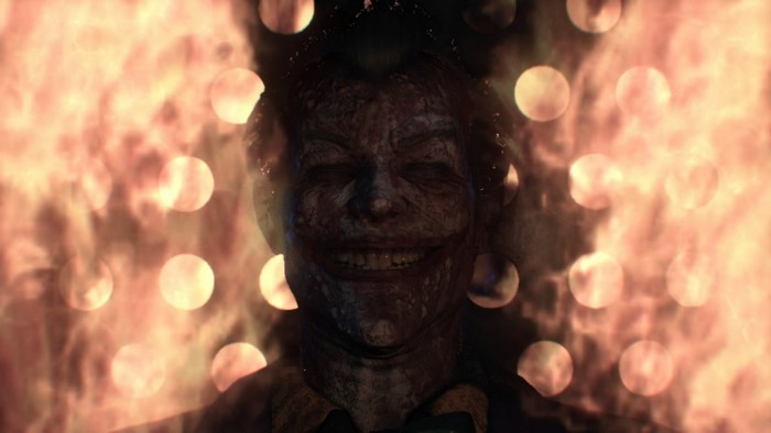 Joker from Batman in fire