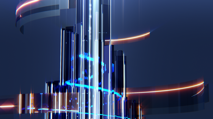 Abstract digital art with glowing lines and structures