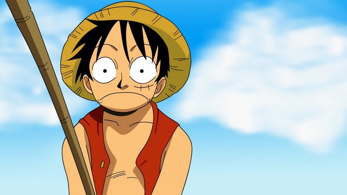 Monkey D. Luffy from One Piece with a wooden pole