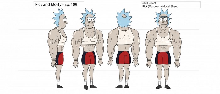 Rick Sanchez from Rick and Morty (Muscular Model Sheet)