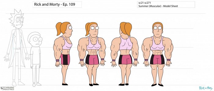 Summer (Muscular) from Rick and Morty Model Sheet