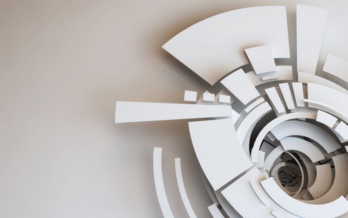 Abstract white geometric spiral design
