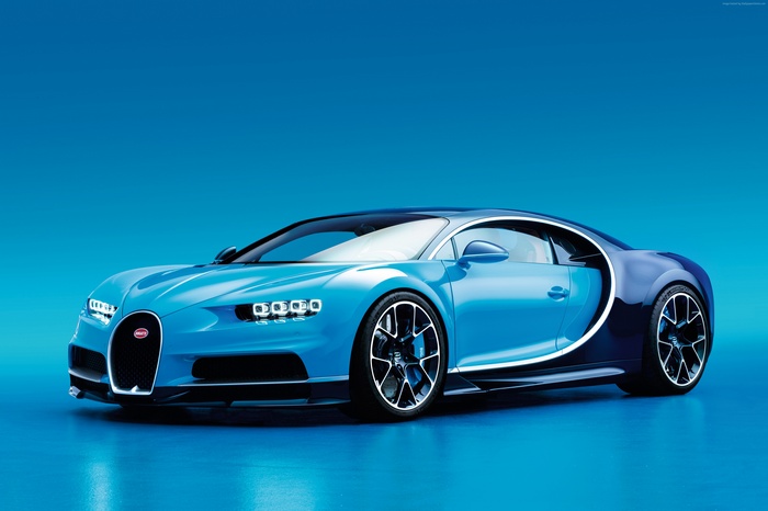 Bugatti Chiron hypercar in blue