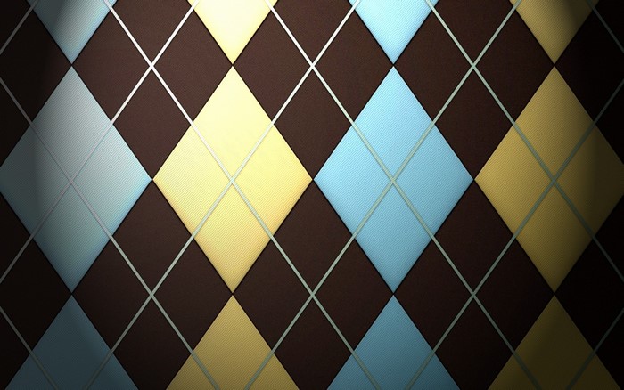 Argyle pattern with brown, yellow, and blue diamonds