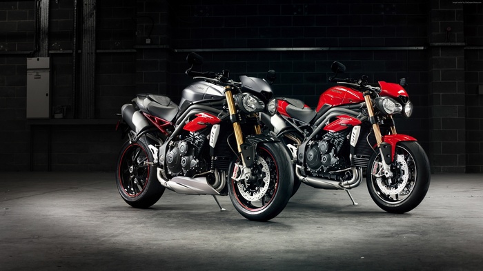 Two Triumph Speed Triple R motorcycles