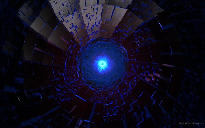 Abstract digital art of a blue glowing portal